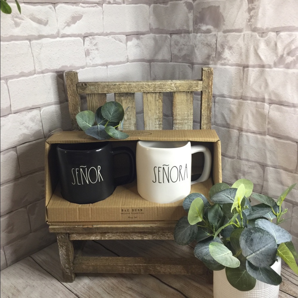 Rea Dunn coffee mugs set SENOR and SENORA new